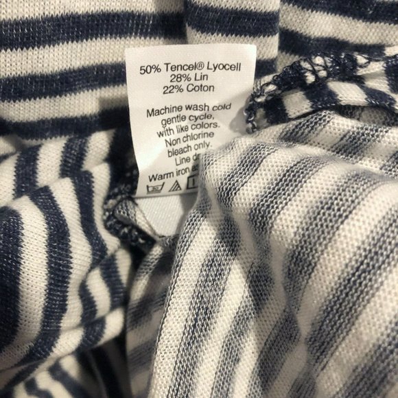 Madewell Striped Long Sleeve Tie Front Tee Shirt Gray White Size Small Tencel - Picture 4 of 4